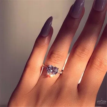 Klasikinis Kristalų Širdies Merginos Piršto Žiedai, Papuošalai 2020 Mados Princesė Sidabras 925 Žiedas Moterims 