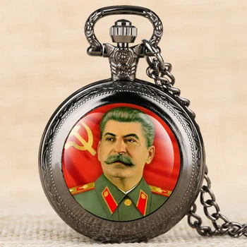 Klasikinis Sovietų Herojus Stalinas Kvarco Kišenėje Žiūrėti Retro Komunizmo Sieniniai Laikrodžiai Vyrams, Moterims, Karoliai Laikrodis Dovanos Reloj De Bolsillo