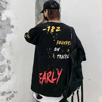 Korėjos Hip-Hop Marškinėliai Vasaros Vyrų Viršūnes Tees Atsitiktinis Harajuku Japonijos Marškinėlius Streetwear High Street Laišką, Print T Marškinėliai Berniukams