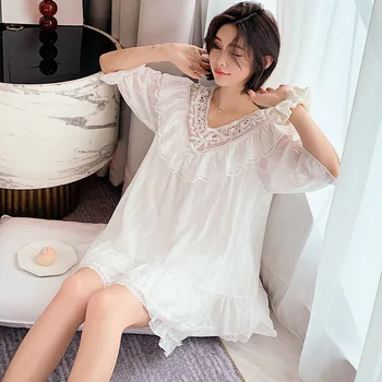 Korėjos Pajama Nustatyti Baltos Spalvos Medvilnės Sleepwear Šortai Vasarą Žiemos Princesė Naktį Pyjama Kawaii Mielas Pjs Plius Dydis Moterų Pižama Nauja