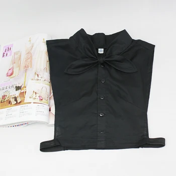 Korėjos Suprojektuoti Kietojo Marškinėliai Netikrą Apykaklė Balta Juoda cotto Derlius Nuimamas Didelės Apykaklės Necktie Moterų Drabužių Priedai
