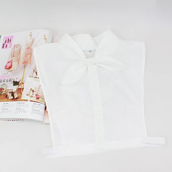 Korėjos Suprojektuoti Kietojo Marškinėliai Netikrą Apykaklė Balta Juoda cotto Derlius Nuimamas Didelės Apykaklės Necktie Moterų Drabužių Priedai