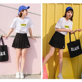 Korėjos versija prekės žodį mini temperamentas mielas šviesos vientisos spalvos braškių siuvinėjimo plisuotos Harajuku vasaros sijonas