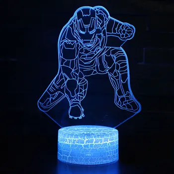 Kova su iron man tema 3D LED Lempos naktį šviesos 7 Spalvų Keitimas Palieskite Nuotaika Lempos Kalėdinių Dropshippping