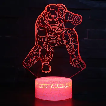 Kova su iron man tema 3D LED Lempos naktį šviesos 7 Spalvų Keitimas Palieskite Nuotaika Lempos Kalėdinių Dropshippping