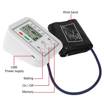 Kraujo Spaudimo Monitorius, Nešiojamų Buitiniai Rankos Juostos Tipo Sphygmomanometer LCD Kamertonas ' Tiksliai Matuoti Kraujo Spaudimą