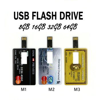 Kredito Kortelė, USB Flash 8GB 128GB 16GB cle USB 2.0 flash stick 32GB Pen drive, memory stick 64GB pendrive nekilnojamojo talpos USB raktas