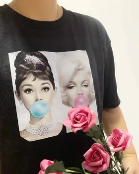 Kuakuayu HJN Garsaus Grožio kramtomosios Gumos Unisex Moterų Tumblr Mados Mielas Juokingas T-Shirt Grunge Estetinės Atspausdinta Tee