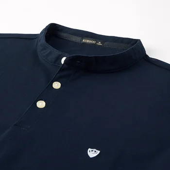 KUEGOU Medvilnės drabužiai vyriški polo marškinėliai trumpomis rankovėmis, mados siuvinėjimo vyrams dėvėti vasarą kokybės slim top plius dydis ZT-3383