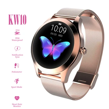 KW10 Smart Watch Moterų IP68 Vandeniui Širdies ritmo Monitoringo Bluetooth 
