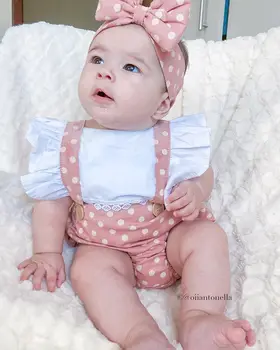 Kūdikio mergina kropkowany pynimas rankovių bodysuit kūdikių naujagimių mergina kūno kostiumas bebe