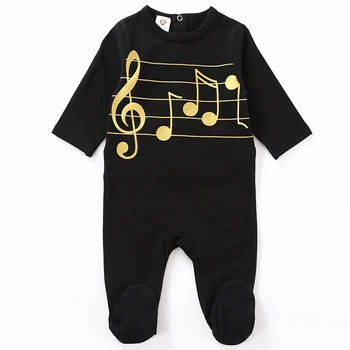 Kūdikių bodysuit pižamos vaikams, drabužiai ilgomis rankovėmis, vaikų drabužiai, juoda baby kombinezonas aukso muzikos berniukas mergaičių drabužius, kūdikių pižama