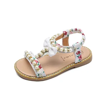 Kūdikių Mergaitės Vasaros Pearl Sandalai 2020 Naujas Duobute Lankas Princesė Suknelė, Batai Butas Paplūdimio Bamblys Sandalai 1 2 3 4 5 6 Metų Amžiaus