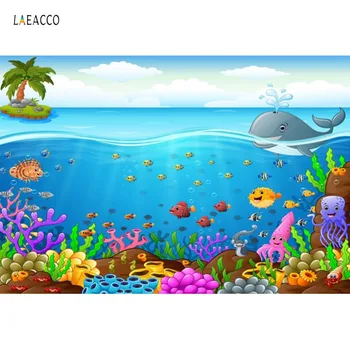 Kūdikių Vaikas Sluoksnių Animacinių Filmų Žuvis, Jūros Gimtadienio Koralų Shell Vasaros Modelis Fotografija Backdrops Photocall Foto Studija