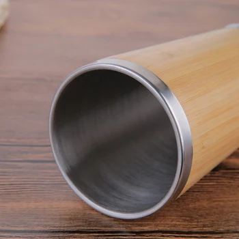 Kūrybos Bambuko Kavos Puodelis Nerūdijančio Plieno Coffe Kelionės Termo Puodelis Su Nepralaidžiose Padengti Izoliuoti Taurės Ir Bokalai Alaus Thermocup