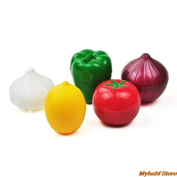 Kūrybos Plastiko Daržovių Formos Maisto Produktų Laikymo Dėžutė Svogūnai Česnakai, Pomidorai, Citrina, Žalia Paprika Maisto Konteineryje Virtuvės Organizatorius