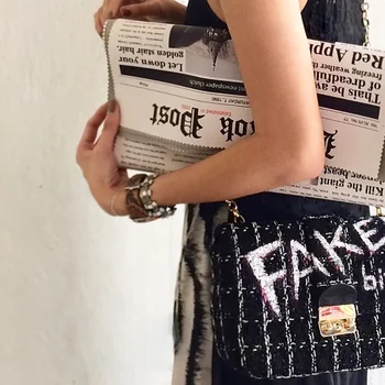 Laikraščiai modeliavimo unikalų mados asmenybės laiško voko maišelį atsitiktinis sankabos rankinėje vakarą maišus su drabužiais nemokamas pristatymas