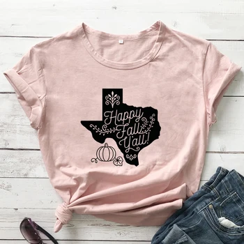 Laimingas Patenka Y ' all Texas Moliūgų T-shirt Estetinės Rudens Padėkos Marškinėlius Mados Moterų Sveiki Rudenį Grafinis Tee Marškinėliai Viršų