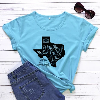 Laimingas Patenka Y ' all Texas Moliūgų T-shirt Estetinės Rudens Padėkos Marškinėlius Mados Moterų Sveiki Rudenį Grafinis Tee Marškinėliai Viršų