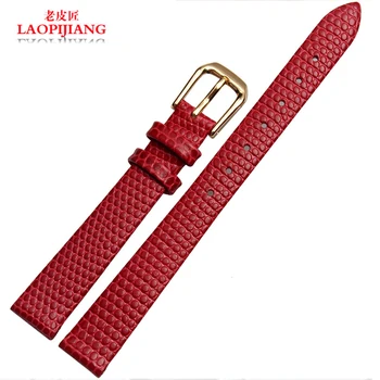 Laopijiang už gana Moterų plonas Driežas natūralios Odos Dirželis žiūrėti slim 10mm 12mm raudona mados suknelė watchband apyrankės