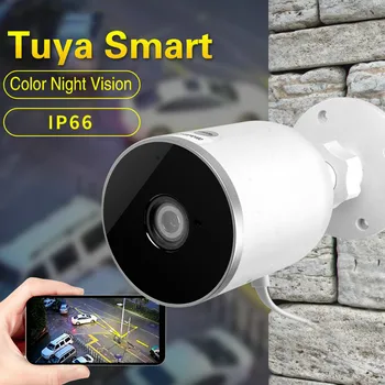 Lauko Ip Kamera, Wifi TUYA Belaidžio Vandeniui 1080P HD Smart Gyvenimo Saugumo Bullet Kameros, Vaizdo Stebėjimo SD Kortelę Cam
