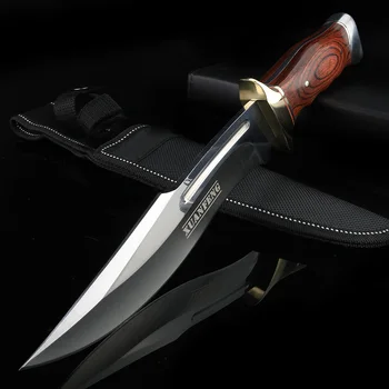 Lauko peilis medinė rankena titano lydinio trumpas peilis laukinės medžioklės išgyvenimo peilis kempingas daugiafunkcinis tiesus peilis