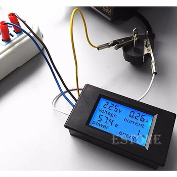 LCD Skaitmeninis Volt Vatų Galios Matuoklis Ammeter Voltmeter AC 80-260V 20A