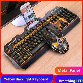 LED foninio apšvietimo Klaviatūra, Žaidimų Laidinio Žaidimų mechaninė klaviatūra, Silent Set Nešiojamas PC žaidėjai apšvietimu ir apšviesta klaviatūra