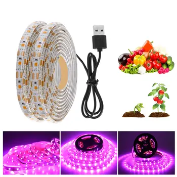 LED Grow Light Visą Spektrą USB Augti Šviesos Ruože 0,5 M 1M 2M 3M 5M 2835LED Fito Žibintus, Augalai, Gėlės Šiltnamiuose Hydroponic