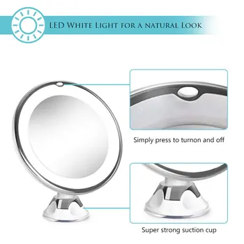 Led makiažo veidrodis, apšviestas Makiažo veidrodis šviesos didinamąjį veidrodėliai 10X sudaro veidrodis makiažo veidrodėliai kosmetikos miroir su LED Įrankis