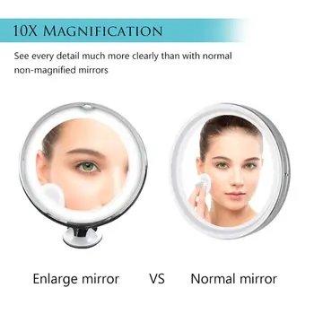 Led makiažo veidrodis, apšviestas Makiažo veidrodis šviesos didinamąjį veidrodėliai 10X sudaro veidrodis makiažo veidrodėliai kosmetikos miroir su LED Įrankis
