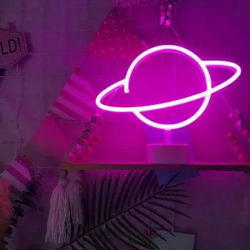 Led Neon Light Spalvinga Kūrybinių Planetą Naktį Lempos Baterija Neoninis Ženklas, skirtą Kambarį Namuose Šalis Vestuvių Dekoravimo Kalėdų Dovana