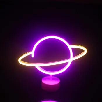 Led Neon Light Spalvinga Kūrybinių Planetą Naktį Lempos Baterija Neoninis Ženklas, skirtą Kambarį Namuose Šalis Vestuvių Dekoravimo Kalėdų Dovana