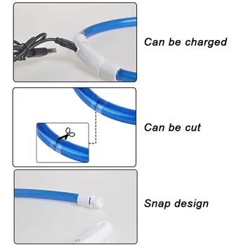 LED USB Šuns, Augintinio Apykaklės Įkrovimo Mirksi Reguliuojamas Saugos Šviesos Kaklo Grandinės Ошейник
