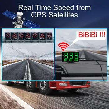 LEEPEE Automobilių Head Up Display Digital Car GPS Spidometro Greičio Ekranas, Didelis Šriftas LED Ekranas