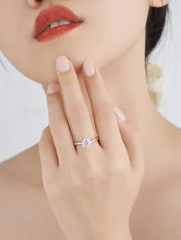 LEKANI 925 Sterlingas Sidabro Žiedas 1ct 2c 3ct Moissanite Žiedas Klasikinio Stiliaus Diamond Vestuvių Dalyvavimo Šalies Papuošalai Moterims