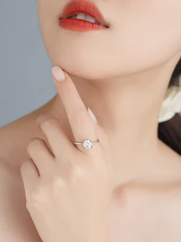 LEKANI 925 Sterlingas Sidabro Žiedas 1ct 2c 3ct Moissanite Žiedas Klasikinio Stiliaus Diamond Vestuvių Dalyvavimo Šalies Papuošalai Moterims