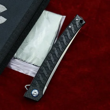 LEMIFSH D2 plieno ašmenys Flipper sulankstomas peilis anglies pluošto rankena kempingas medžioklės lauko išgyvenimo kišenėje Peiliai EDC įrankiai