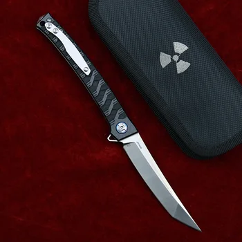 LEMIFSH D2 plieno ašmenys Flipper sulankstomas peilis anglies pluošto rankena kempingas medžioklės lauko išgyvenimo kišenėje Peiliai EDC įrankiai
