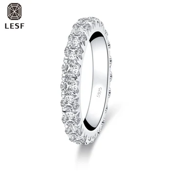 LESF 925 Sterling Silver Pilnas Amžinybės Žiedas 3.0 mm Apvalios Supjaustyti Imituoti Deimantų Sužadėtuvių, Vestuvių Žiedas