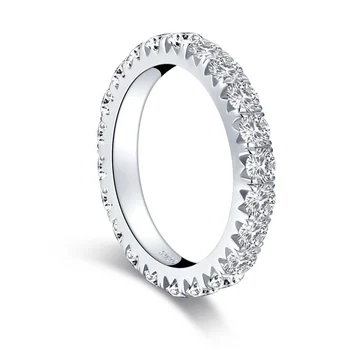LESF 925 Sterling Silver Pilnas Amžinybės Žiedas 3.0 mm Apvalios Supjaustyti Imituoti Deimantų Sužadėtuvių, Vestuvių Žiedas