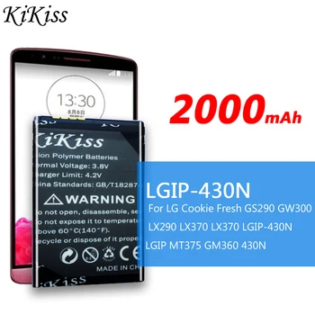 LGIP-430N 2000mAh Telefono Replacemeny Baterija LG GS290 Cookie Šviežia GW300 LX290 LX370 LX370 LGIP-430N LGIP MT375 GM360 430N