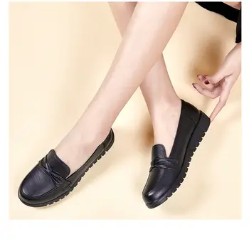 LIHUAMAO Moterų pleištai kulno batų slydimo, suapvalinti tne office lady patogūs, minkštas padas juoda vienodą darbo batai atsitiktinis mados