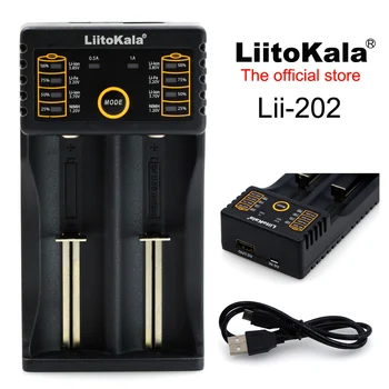Liitokala Lii-202 18650 įkroviklis 1.2 V, 3,7 V 3.2 V 3.85 V AA / AAA 26650 10440 14500 16340 25500 NiMH ar ličio baterija, 