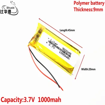 Litro energijos baterija Gera Qulity 3.7 V,1000mAH 902045 Polimeras ličio jonų / Li-ion baterija tablet pc BANKAS,GPS,mp3,mp4