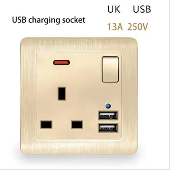 Lizdą su USB 3.1 2 Gaujos 13A Aukštos Kokybės Ilgalaikis Sieninis Elektros Lizdas (Baltas) JK