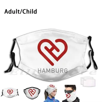 Logotipas Su Širdies Emblema Ir Užrašu Hamburgas Kaukė Kd2.5 Filtras Plaunamas Suaugęs Vaikas 