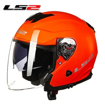 LS2 motociklo atidaryti veido šalmas 3/4 šalmas, dviguba lęšių lenktynių pusė šalmai motociklo šalmas cascos casque moto
