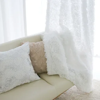Lėtai Siela Baltas 3D rožės užuolaidų svetainė, miegamasis, Tiulis Užuolaidų Europoje stiliaus užuolaidėlė cortina namų dekoro