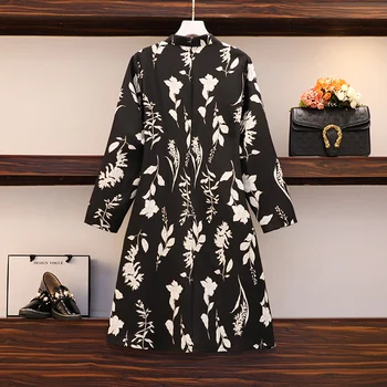 M-4XL Plius Dydis Rudens Žiemos Long Sleeve Black Qipao Suknelė Vintage Kinijos Tradicinės Atsitiktinis Šalies Moterų Cheongsam Suknelės